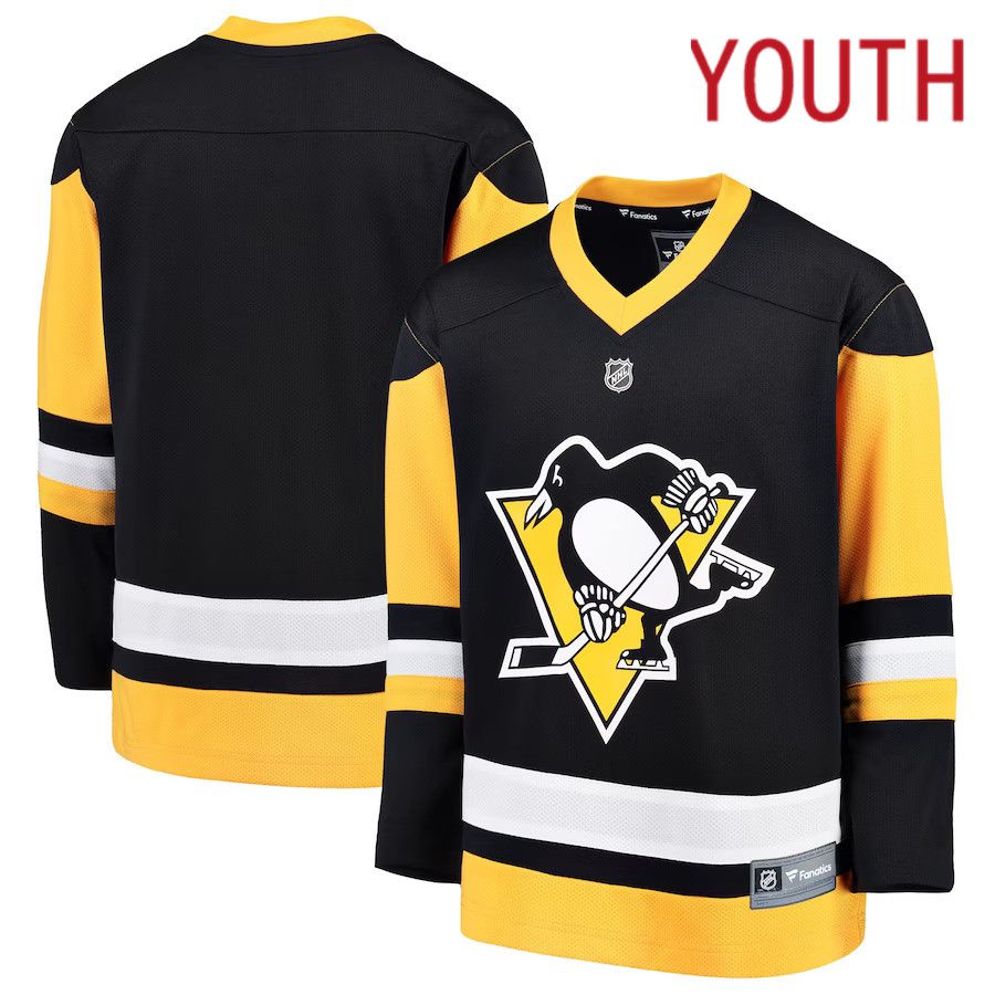 Youth Pittsburgh Penguins Fanatics Branded Black Home Replica Blank NHL Jersey->youth nhl jersey->Youth Jersey